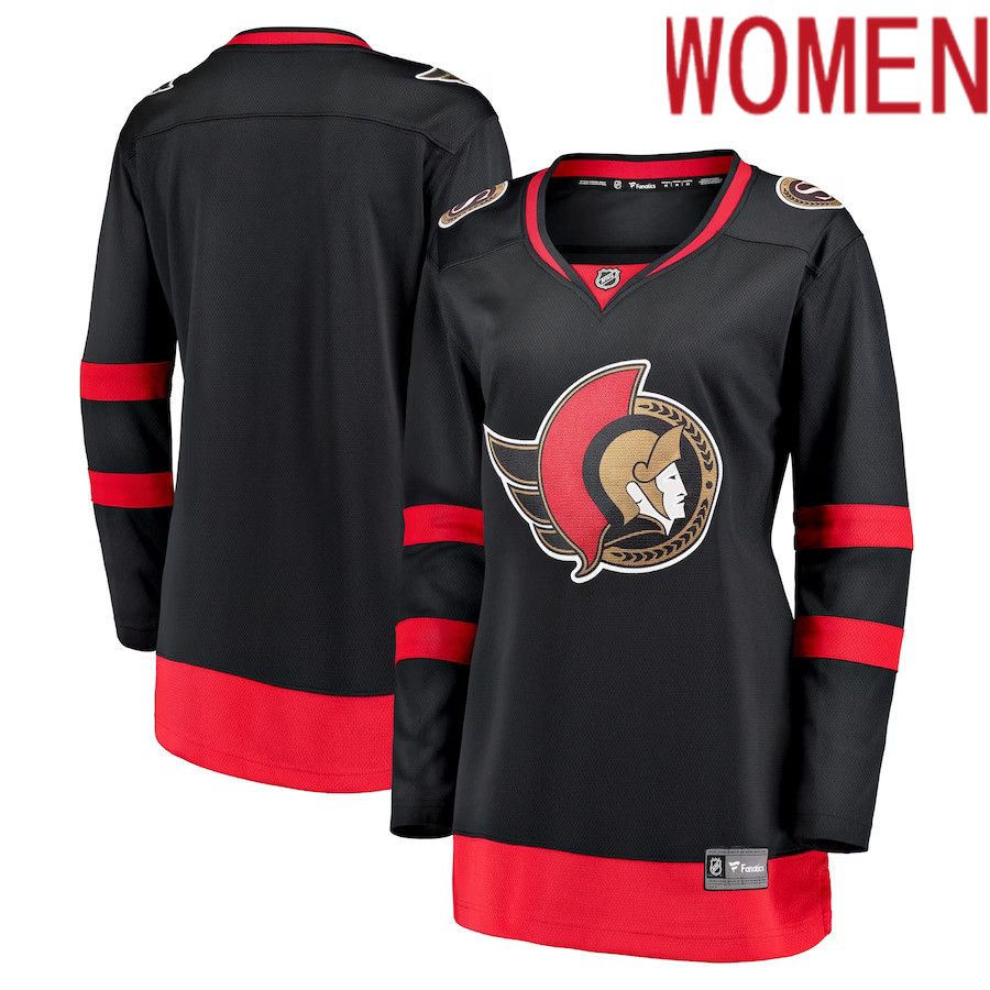 Women Ottawa Senators Fanatics Branded Black Home Breakaway NHL Jersey->women nhl jersey->Women Jersey